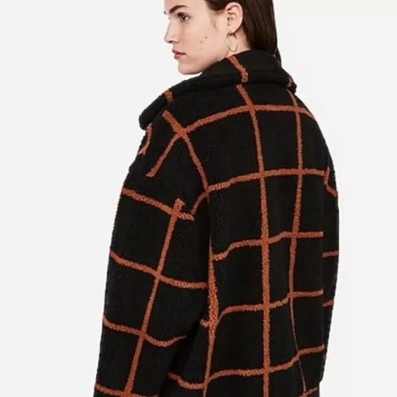 Express Plaid Teddy Sherpa Jacket - Picture 4 of 8